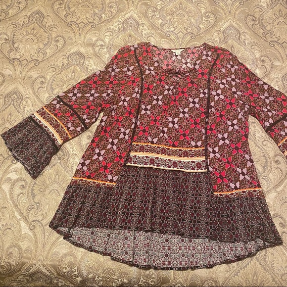 EST 1946 boho 3/4 bell sleeve high/low blouse - Picture 6 of 14
